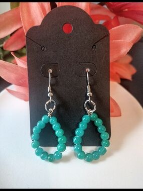 Turquoise Glass Beaded Teardrop Dangle Earrings - Women Jewelry